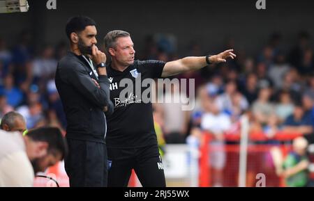 Neil Harris, Manager de Gillingham, lors du match Sky Bet EFL League Two entre Crawley Town et Gillingham au Broadfield Stadium , Crawley , Royaume-Uni - 19 août 2023 photo Simon Dack / Téléphoto Images à usage éditorial uniquement. Pas de merchandising. Pour les images de football des restrictions FA et Premier League s'appliquent inc. Aucune utilisation Internet/mobile sans licence FAPL - pour plus de détails contacter football Dataco Banque D'Images