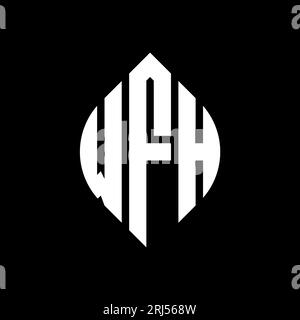 Logo de lettre cercle WFH avec forme de cercle et d'ellipse. Lettres elliptiques WFH avec style typographique. Les trois initiales forment un logo circulaire. Ci WFH Illustration de Vecteur