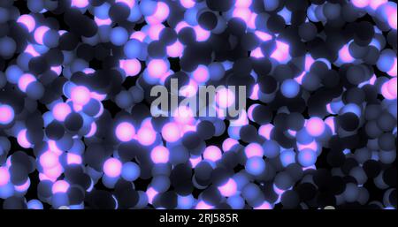 Violet belles boules irisées brillantes et lumineuses cercles de guirlandes ou de jouets de Noël festifs du nouvel an. Arrière-plan abstrait. Banque D'Images