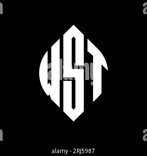 Logo de lettre cercle WST avec forme de cercle et d'ellipse. Lettres elliptiques WST avec style typographique. Les trois initiales forment un logo circulaire. Ci WST Illustration de Vecteur