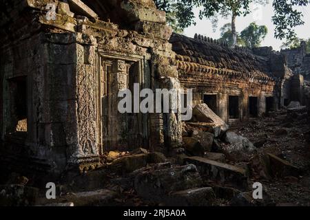 Temple de Preah Khan à Angkor Wat, site classé au Patrimoine Mondial de Siem Reap, Cambodge. Banque D'Images