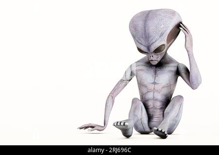 Alien isolé sur fond blanc 3d illustration Banque D'Images