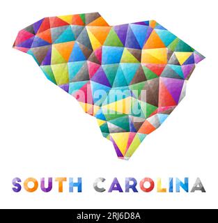 Caroline du Sud - forme basse couleur poly US State. Triangles géométriques multicolores. Design moderne et tendance. Illustration vectorielle. Illustration de Vecteur