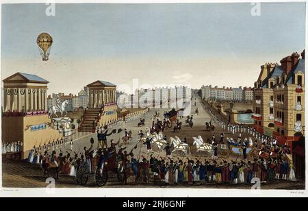 Entrée de sa majesté Louis XVIII à Paris, 1814 - in 'vues de Paris' de Courvoisier, 1827 Banque D'Images