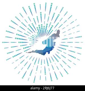 Forme de Bequia, éclat de soleil polygonal. Carte de l'île avec des rayons d'étoiles colorés. Bequia illustration dans le numérique, la technologie, Internet, le style de réseau. V Illustration de Vecteur