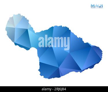 Carte polygonale vectorielle Maui. Îlot géométrique vibrant dans le style bas poly. Illustration soignée pour vos infographies. Technologie, Internet, concept de réseau. Illustration de Vecteur