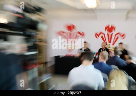 Cardiff, Royaume-Uni. 21 août 2023. Warren Gatland, l'entraîneur-chef du pays de Galles lors de sa conférence de presse de la coupe du monde de Rugby 2023 33 au Vale Resort, Hensol, pays de Galles du Sud, le lundi 21 août 2023. photo par Andrew Orchard/Andrew Orchard photographie sportive/Alamy Live News crédit : Andrew Orchard photographie sportive/Alamy Live News Banque D'Images