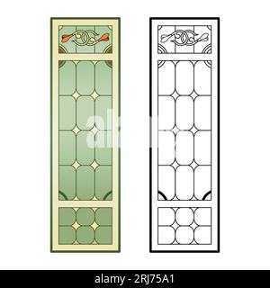 Feuille de travail pour vitraux d'église teintée. Illustration de Vecteur