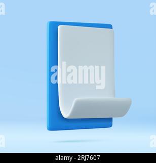 3D White Paper Scroll in Blue Clipboard isolé. Illustration de Vecteur