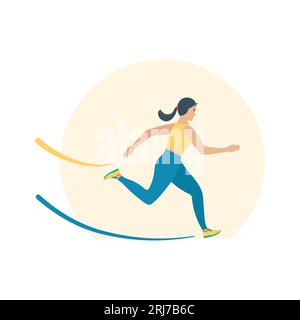 Femme de course dans une illustration de course de marathon Illustration de Vecteur