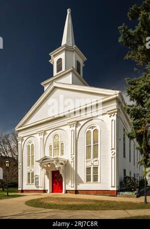 Première église baptiste Willimantic Rue Principale Quartier Historique   Windham, Connecticut, USA Banque D'Images