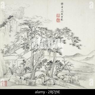 Album d'après d'anciens maîtres et poèmes de Wang hui Banque D'Images