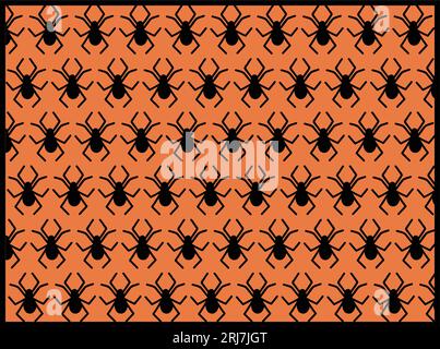 Modèle sans couture pour Halloween avec des araignées sur fond orange. Illustration de Vecteur