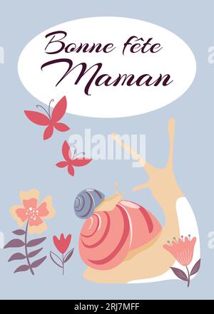 Conception pour carte de voeux pour la fête des mères en français Illustration de Vecteur