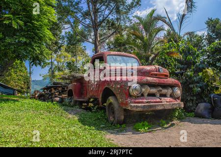 Vieux camion dans la jungle péruvienne Banque D'Images