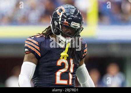 19 août 2023 : les Chicago Bears retournent d'Onta Foreman (21) lors d'un match de pré-saison de la NFL contre les Colts d'Indianapolis au Lucas Oil Stadium d'Indianapolis, Indiana. John Mersits/CSM. (Image de crédit : © John Mersits/Cal Sport Media) Banque D'Images