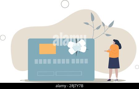 Réparation de crédit, processus de fixation de mauvaise qualité de crédit, récupérer d'une erreur financière ou négocier avec le prêteur concept.Flat illustration vectorielle. Illustration de Vecteur