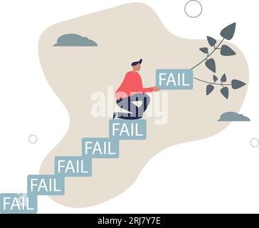 Améliorer de l'échec construire l'escalier à la réussite, le défi et l'ambition de ne jamais abandonner, apprendre à échouer comme chemin pour atteindre l'objectif concept.Flat vecteur ill Illustration de Vecteur