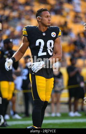 Pittsburgh, Pennsylvanie, États-Unis. 19 août 2023. 19 août 2023 Pittsburgh Steelers safety Miles Killebrew (28) pendant les échauffements d'avant-match à Pittsburgh Steelers vs Buffalo Bills à Pittsburgh, PA. Jake Mysliwczyk/AMG Media (image de crédit : © AMG/AMG via ZUMA Press Wire) USAGE ÉDITORIAL SEULEMENT! Non destiné à UN USAGE commercial ! Banque D'Images