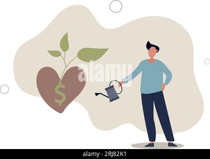 Investissement de dividendes, prospérité et croissance économique ou épargne et profit d'entreprise concept.Flat illustration vectorielle. Illustration de Vecteur