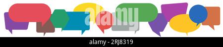 Bulles de dialogue colorées. Idée dans le réseau d'affaires. Illustration plate du concept de communication sur fond blanc isolé. Illustration de Vecteur