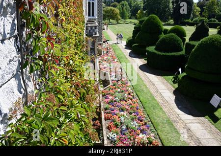 Queen's Beasts & Chess piece topiary, Hall place & Gardens, Bexley, Kent, Royaume-Uni Banque D'Images