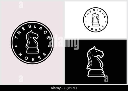 Black Horse Chess logo Emblem Vector Illustration de Vecteur