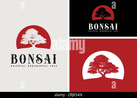 Bonsai Maple Tree Label logo inspiration Design Illustration de Vecteur