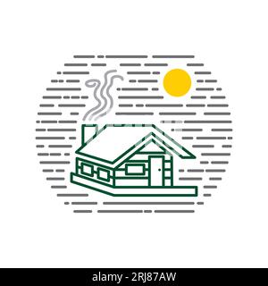 Icône de ligne de cabine en bois, Illustration de symbole vectoriel de contour. Illustration de Vecteur