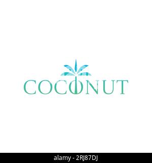 Design d'illustration vectorielle de modèle de logo de typographie de palmier de noix de coco minimaliste. Modèle de conception de logo d'arbre de noix de coco premium. symbole de paume Illustration de Vecteur