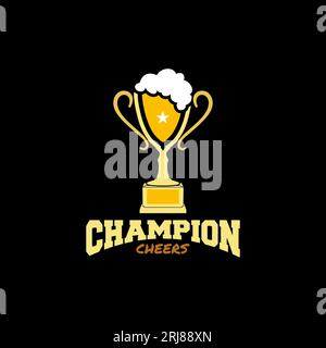 Beer Cup Trophy pour le gagnant Champion Award Symbol logo Vector Design Illustration de Vecteur