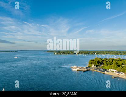 vue aérienne du ferry shelter island north Banque D'Images