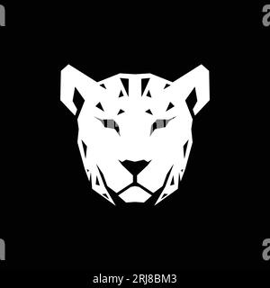 leopard jaguar tête ilustration style géométrique dans le fond noir Illustration de Vecteur
