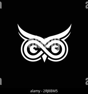 Simple Owl Eyes Infinity logo sur fond noir Illustration de Vecteur