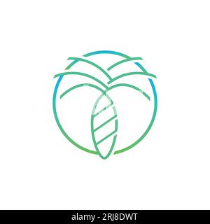 Icône de modèle d'illustration vectorielle de ligne de logo d'arbre de paume ou de noix de coco. Modèle de conception de logo d'arbre de noix de coco symbole Premium.Palm Illustration de Vecteur