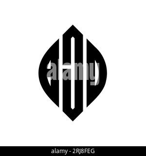 Logo de lettre cercle BJD avec forme de cercle et d'ellipse. Lettres elliptiques BJD avec style typographique. Les trois initiales forment un logo circulaire. BJD ci Illustration de Vecteur