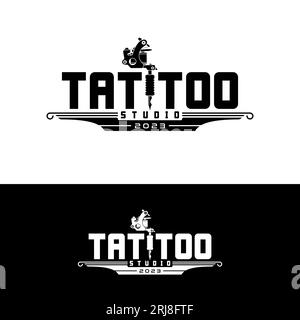 Logo d'artiste de tatouage vintage simple pour studio de tatouage Illustration de Vecteur