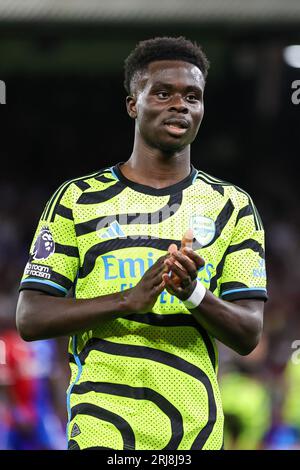 Bukayo Saka #7 d'Arsenal lors du match de Premier League Crystal Palace vs Arsenal à Selhurst Park, Londres, Royaume-Uni, le 21 août 2023 (photo de Mark Cosgrove/News Images) Banque D'Images