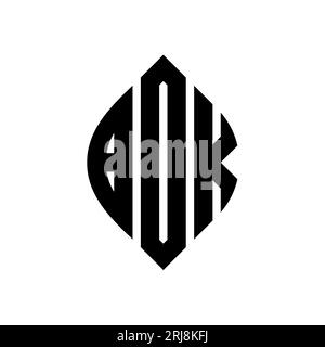 Logo de lettre cercle BOK avec forme de cercle et d'ellipse. Lettres elliptiques BOK avec style typographique. Les trois initiales forment un logo circulaire. BOK ci Illustration de Vecteur