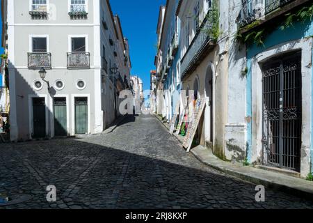 Salvador, Bahia, Brésil - 19 août 2023 : vue depuis Pelourinho, centre historique de la ville de Salvador. Bahia, Brésil. Banque D'Images