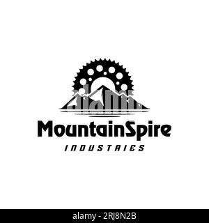 Mountain Cog Gear logo pour la société d'usine d'énergie écologique Illustration de Vecteur