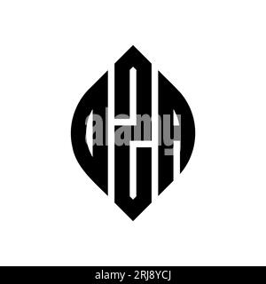 Logo de lettre circulaire DZA avec forme de cercle et d'ellipse. Lettres elliptiques DZA avec style typographique. Les trois initiales forment un logo circulaire. Ci DZA Illustration de Vecteur