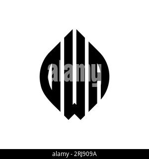 Logo DWA Circle letter avec forme de cercle et ellipse. Lettres elliptiques DWA avec style typographique. Les trois initiales forment un logo circulaire. DWA ci Illustration de Vecteur