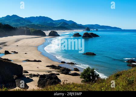 Crescent Beach depuis Ecola point, Ecola State Park, Seaside, Oregon Banque D'Images