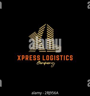 Conception de logo lettre XL avec vecteur de rayures dorées Illustration de Vecteur