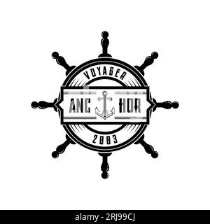 logo de volant d'ancre pour les affaires de compagnie de yacht de bateau nautique de marin Illustration de Vecteur