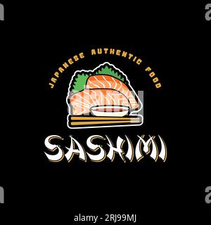 Authentique logo de la nourriture japonaise, inspiration Sashimi Illustration Flat Design Illustration de Vecteur