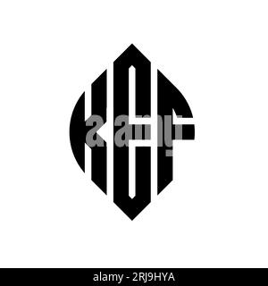 Logo de lettre cercle KEF avec forme de cercle et d'ellipse. Lettres elliptiques KEF avec style typographique. Les trois initiales forment un logo circulaire. KEF ci Illustration de Vecteur