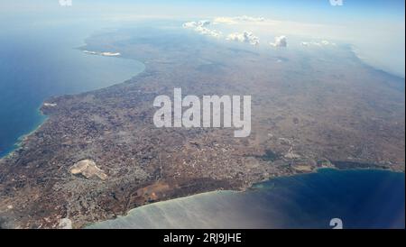 Vue aérienne de la région d'Ayia Napa à Chypre. Banque D'Images
