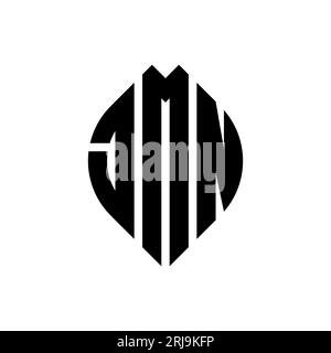 Logo JMN Circle lettre avec forme de cercle et ellipse. Lettres elliptiques JMN avec style typographique. Les trois initiales forment un logo circulaire. JMN ci Illustration de Vecteur